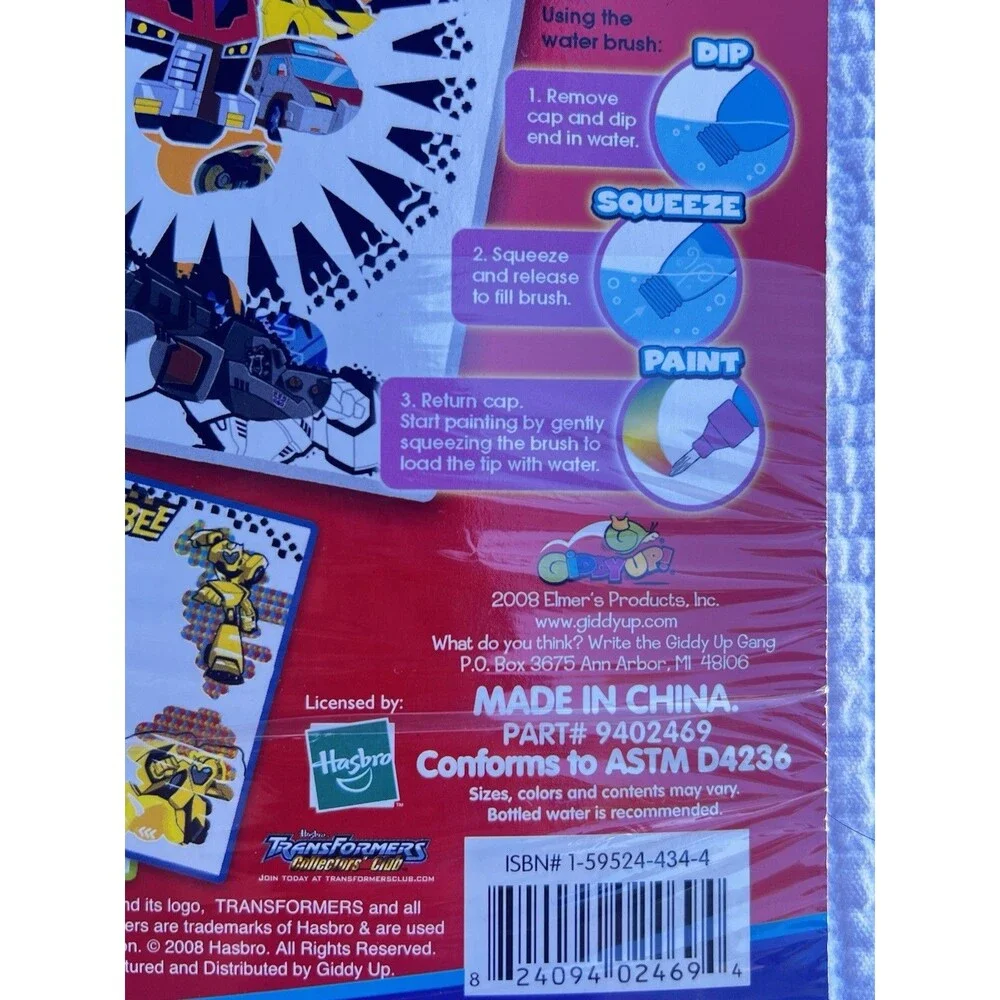 2008 Transformers Animated Water Wow Doodle Book Sealed Y2K Kidcore